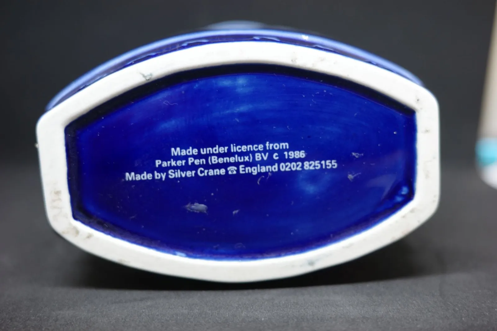 Vintage PARKER Quink Ceramic Pen Pot 1986